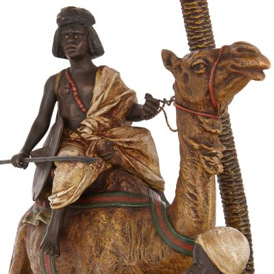 Franz Xaver Bergmann Antique Viennese cold painted bronze sculpture with a camel by Bergman