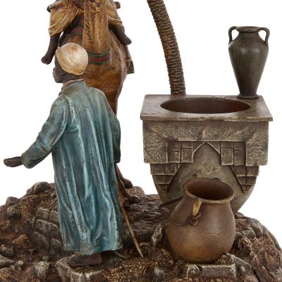 Franz Xaver Bergmann Antique Viennese cold painted bronze sculpture with a camel by Bergman