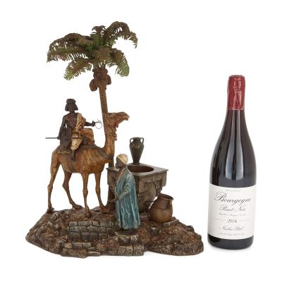 Franz Xaver Bergmann Antique Viennese cold painted bronze sculpture with a camel by Bergman