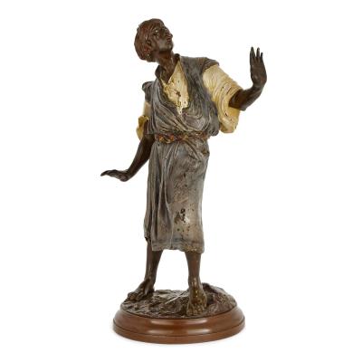 Franz Xaver Bergmann Large antique Austrian cold painted bronze figurative sculpture by Bergman