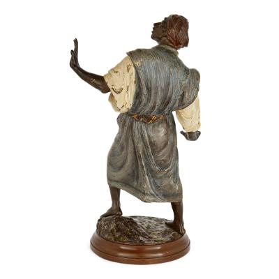 Franz Xaver Bergmann Large antique Austrian cold painted bronze figurative sculpture by Bergman
