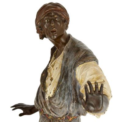 Franz Xaver Bergmann Large antique Austrian cold painted bronze figurative sculpture by Bergman