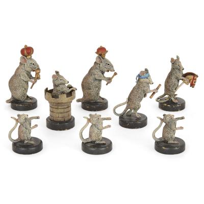 Franz Xaver Bergmann Unusual antique Austrian bronze chess set by Franz Bergman