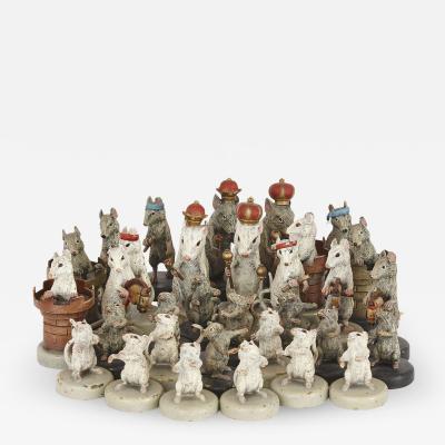 Franz Xaver Bergmann Unusual antique Austrian bronze chess set by Franz Bergman