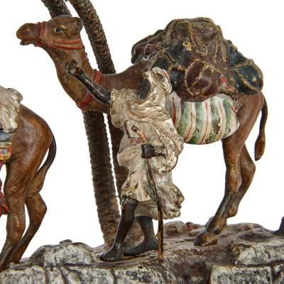 Franz Xaver Bergmann Viennese cold painted Orientalist bronze group by Franz Bergman