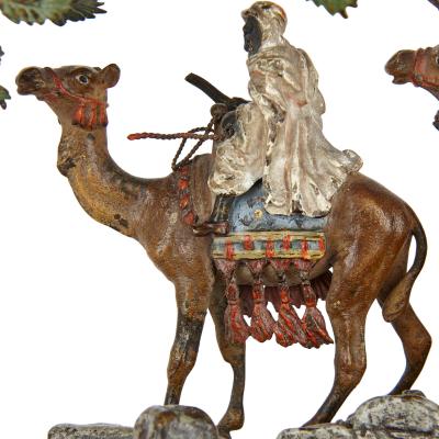 Franz Xaver Bergmann Viennese cold painted Orientalist bronze group by Franz Bergman
