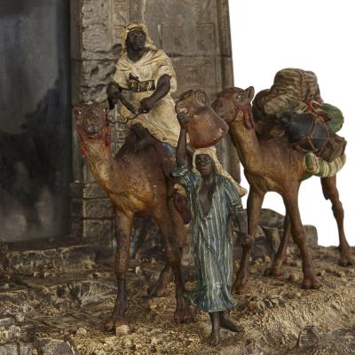 Franz Xaver Bergmann Viennese cold painted bronze Egyptian monument letterbox by Bergman