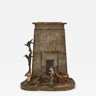 Franz Xaver Bergmann Viennese cold painted bronze Egyptian monument letterbox by Bergman