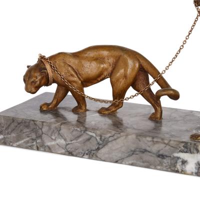 Franz Xaver Bergmann Viennese cold painted bronze and marble figurative sculpture by Bergman