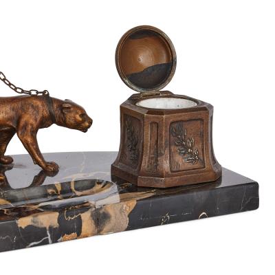 Franz Xaver Bergmann Viennese cold painted bronze and marble inkstand by Franz Xaver Bergman