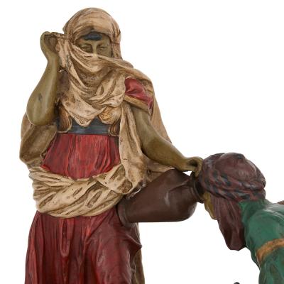 Franz Xaver Bergmann Viennese cold painted bronze by Bergman depicting Rebecca at the well