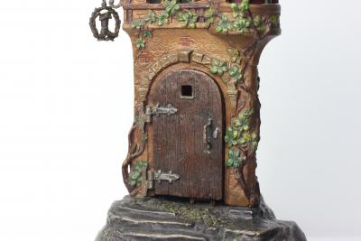 Franz Xavier Bergmann Cobbler House Cold Painted Bronze Lamp by Franz Xavier Bergmann Austria 1910