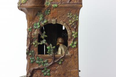 Franz Xavier Bergmann Cobbler House Cold Painted Bronze Lamp by Franz Xavier Bergmann Austria 1910