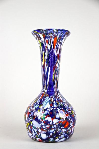 Fratelli Barbini Blue Mid Century Murano Glass Vase by Fratelli Toso Multicolored IT ca 1950