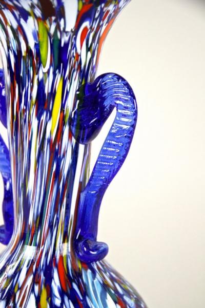 Fratelli Barbini Blue Mid Century Murano Glass Vase by Fratelli Toso Multicolored IT ca 1950