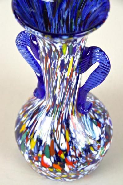 Fratelli Barbini Blue Mid Century Murano Glass Vase by Fratelli Toso Multicolored IT ca 1950