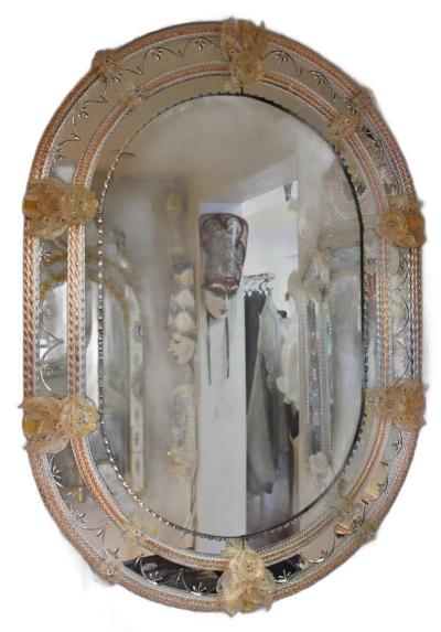 Fratelli Barbini Fabulous Oval Venetian Glass Mirror