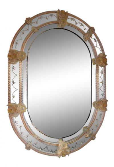 Fratelli Barbini Fabulous Oval Venetian Glass Mirror