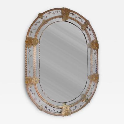 Fratelli Barbini Fabulous Oval Venetian Glass Mirror
