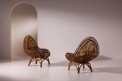 Fratelli Castano Fratelli Castano bamboo and rattan lounge chairs Italy 1960s