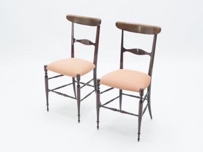 Fratelli Levaggi Rare pair of Campanino Chiavari walnut chairs by Fratelli Levaggi 1950
