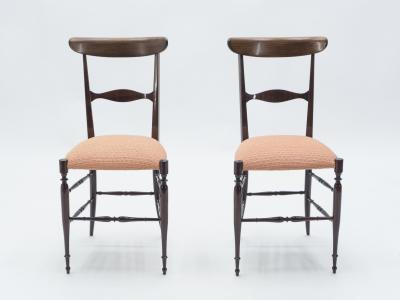 Fratelli Levaggi Rare pair of Campanino Chiavari walnut chairs by Fratelli Levaggi 1950