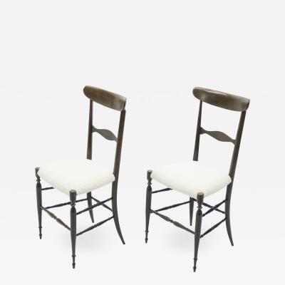 Fratelli Levaggi Rare pair of Campanino Chiavari walnut chairs by Fratelli Levaggi 1950