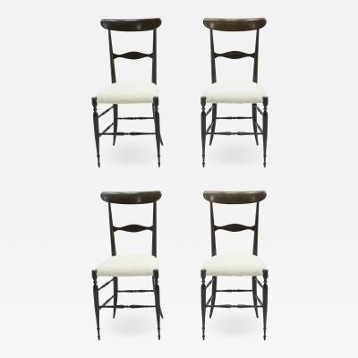 Fratelli Levaggi Rare set of four Campanino Chiavari walnut chairs by Fratelli Levaggi 1950