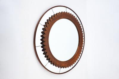 Fratelli Marelli Mid Century Circular Walnut Wall Mirror By Fratelli Marelli