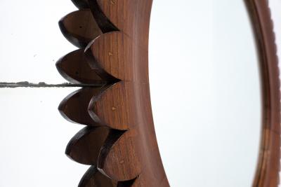 Fratelli Marelli Mid Century Circular Walnut Wall Mirror By Fratelli Marelli