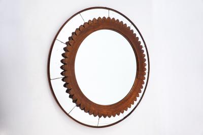 Fratelli Marelli Mid Century Circular Walnut Wall Mirror By Fratelli Marelli