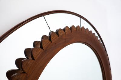 Fratelli Marelli Mid Century Circular Walnut Wall Mirror By Fratelli Marelli