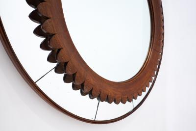 Fratelli Marelli Mid Century Circular Walnut Wall Mirror By Fratelli Marelli