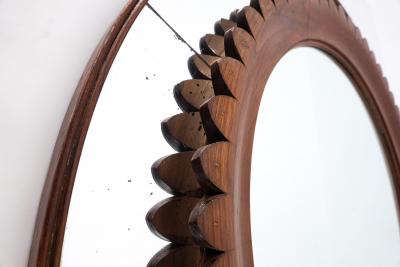 Fratelli Marelli Mid Century Circular Walnut Wall Mirror By Fratelli Marelli