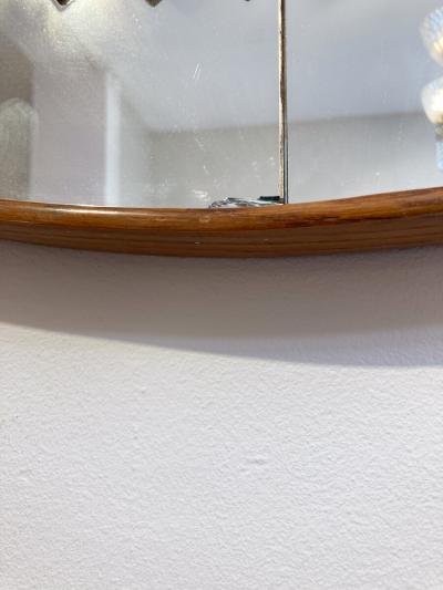 Fratelli Marelli Mid Century Modern Circular Walnut Wall Mirror by Fratelli Marelli Italy 1950s