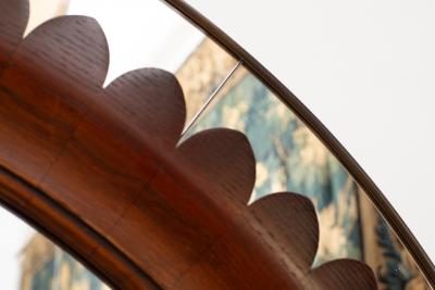 Fratelli Marelli Mid Century Modern Round Walnut and Brass Mirror by Fratelli Marelli