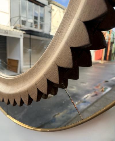 Fratelli Marelli Wood and Brass Mirror by Fratelli Marelli Italy 1950s