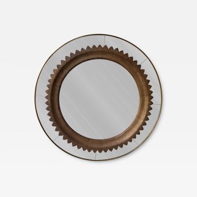 Fratelli Marelli Wood and Brass Mirror by Fratelli Marelli Italy 1950s