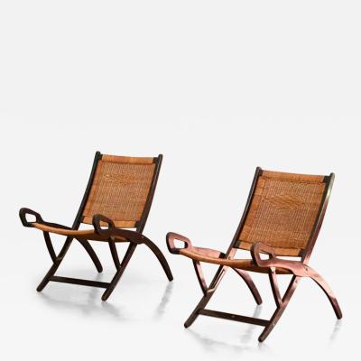 Fratelli Reguitti Pair of folding armchairs Gio Ponti mod Ninfea prod Fratelli Reguitti 1950s