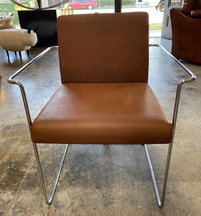 Fratelli Saporiti Set of 4 Dining Chairs Leather and Chrome by F ll Saporiti 1970s