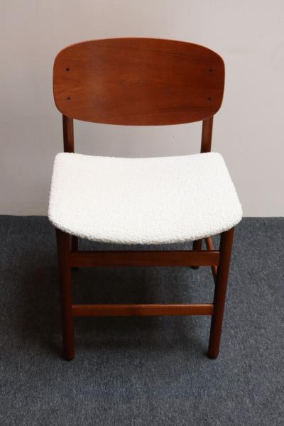 Fratelli Saporiti Set of Eight Italian Modern Shell Dining Chairs in Teak and Boucl by Saporiti