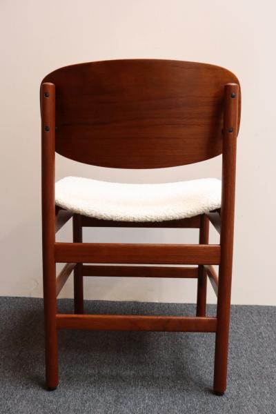 Fratelli Saporiti Set of Eight Italian Modern Shell Dining Chairs in Teak and Boucl by Saporiti