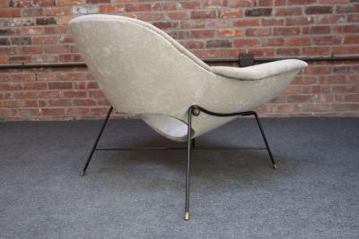 Fratelli Saporiti Wide Vintage Italian Metal and Velvet Lounge Chair by Augusto Bozzi for Saporiti