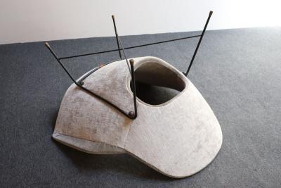 Fratelli Saporiti Wide Vintage Italian Metal and Velvet Lounge Chair by Augusto Bozzi for Saporiti