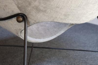 Fratelli Saporiti Wide Vintage Italian Metal and Velvet Lounge Chair by Augusto Bozzi for Saporiti