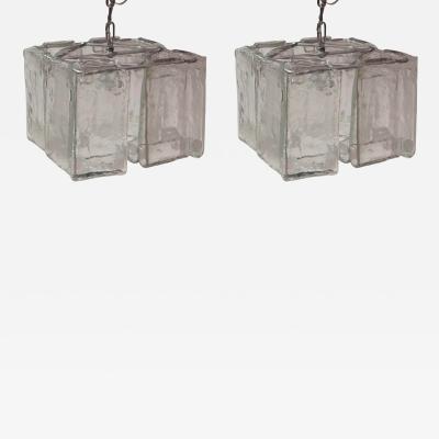 Fratelli Toso 1970s Pair of Chandeliers or Lantern by Fratelli Crystal of Murano