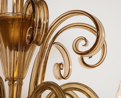 Fratelli Toso A Large Hand Bown Amber Glass Chandelier Attributed to Fratelli Toso