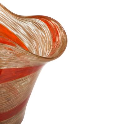 Fratelli Toso Fratelli Toso Glass Vase With Red Spiral and Avventurine 1950s
