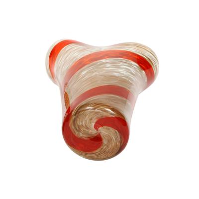 Fratelli Toso Fratelli Toso Glass Vase With Red Spiral and Avventurine 1950s