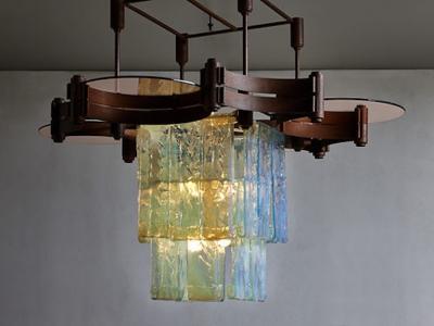 Fratelli Toso Large Fratelli Toso Chandelier with Laguna Glass